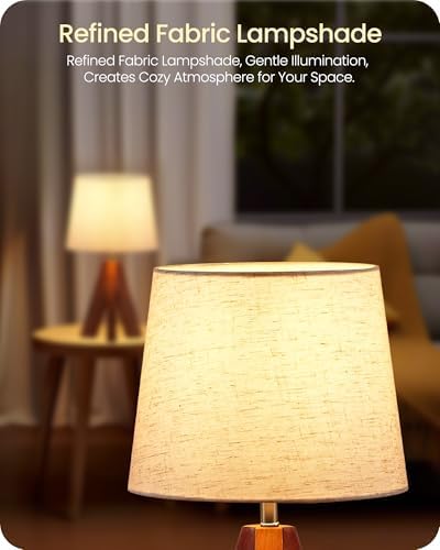 Boho Wood Tripod Fabric Shade Lamps