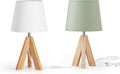 Boho Wood Tripod Fabric Shade Table Lamp