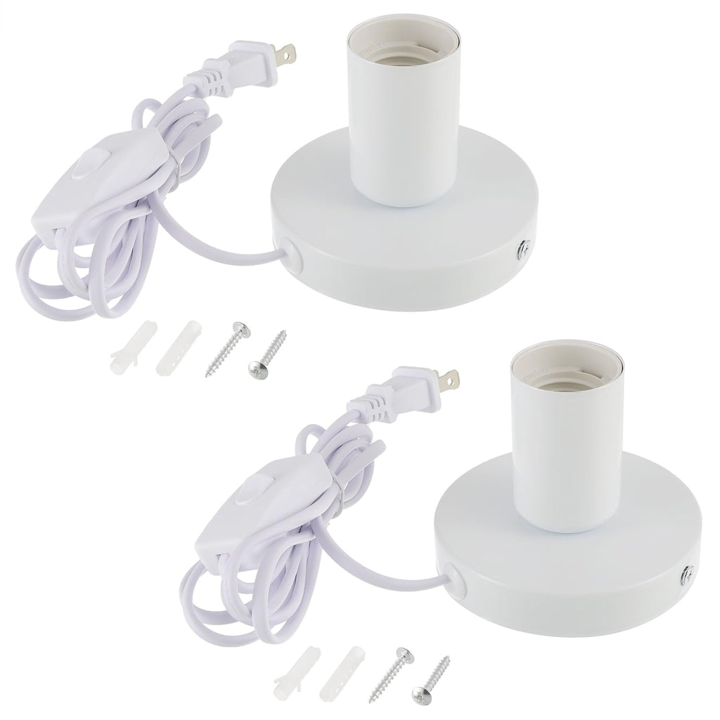 White E26 Industrial Lamp Base With Cord