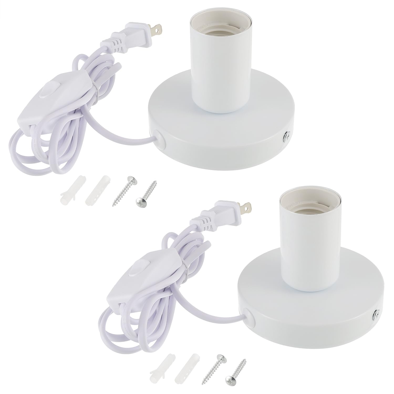 White E26 Industrial Lamp Base With Cord