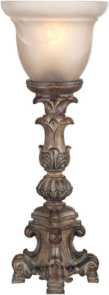 Beige French Alabaster Candlestick Table Lamp