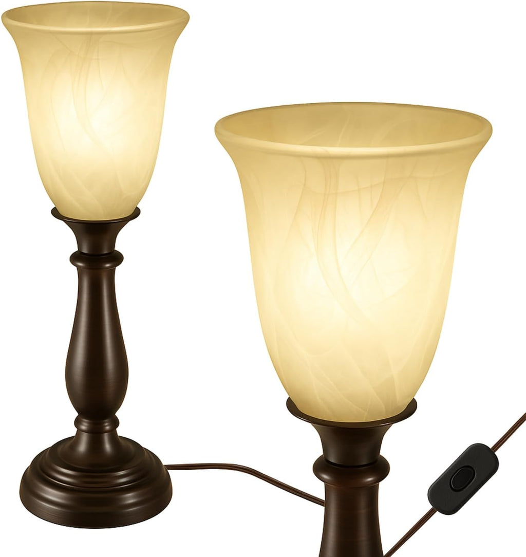 Bronze Alabaster Glass Farmhouse Table Lamp