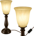 Bronze Alabaster Glass Farmhouse Table Lamp