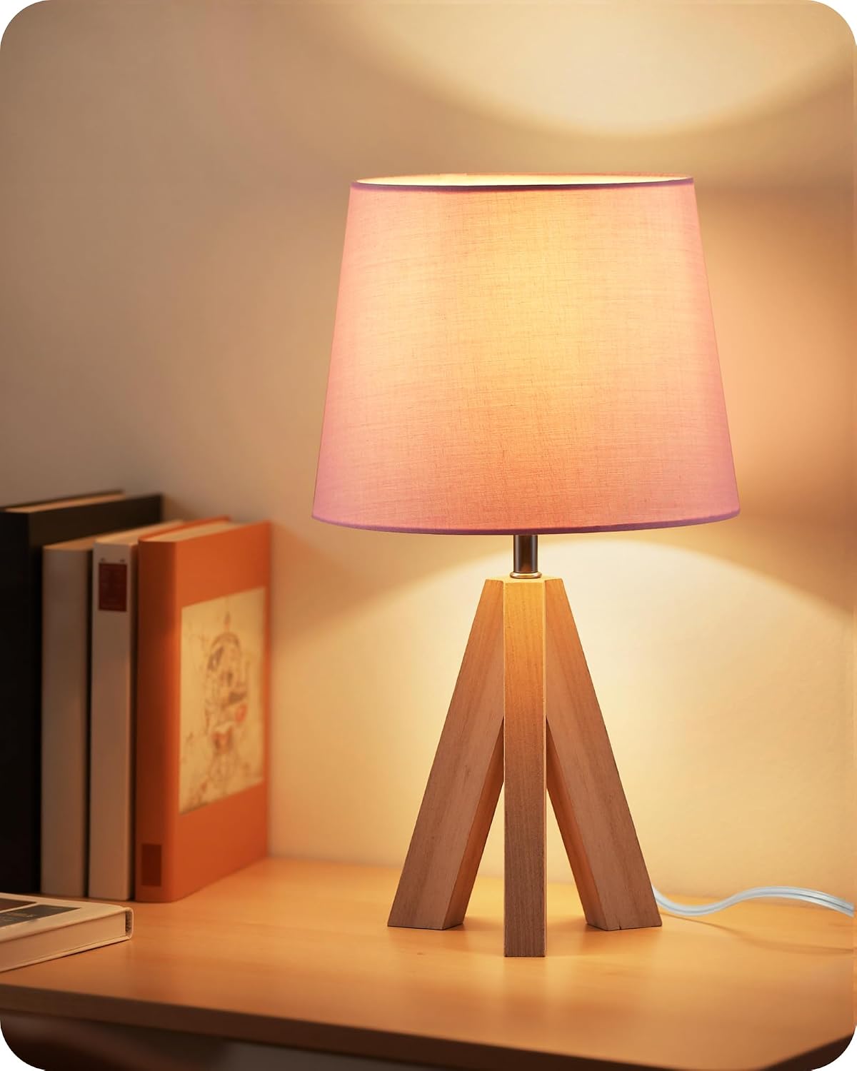 Pastel Tripod Fabric Shade Bedside Lamps