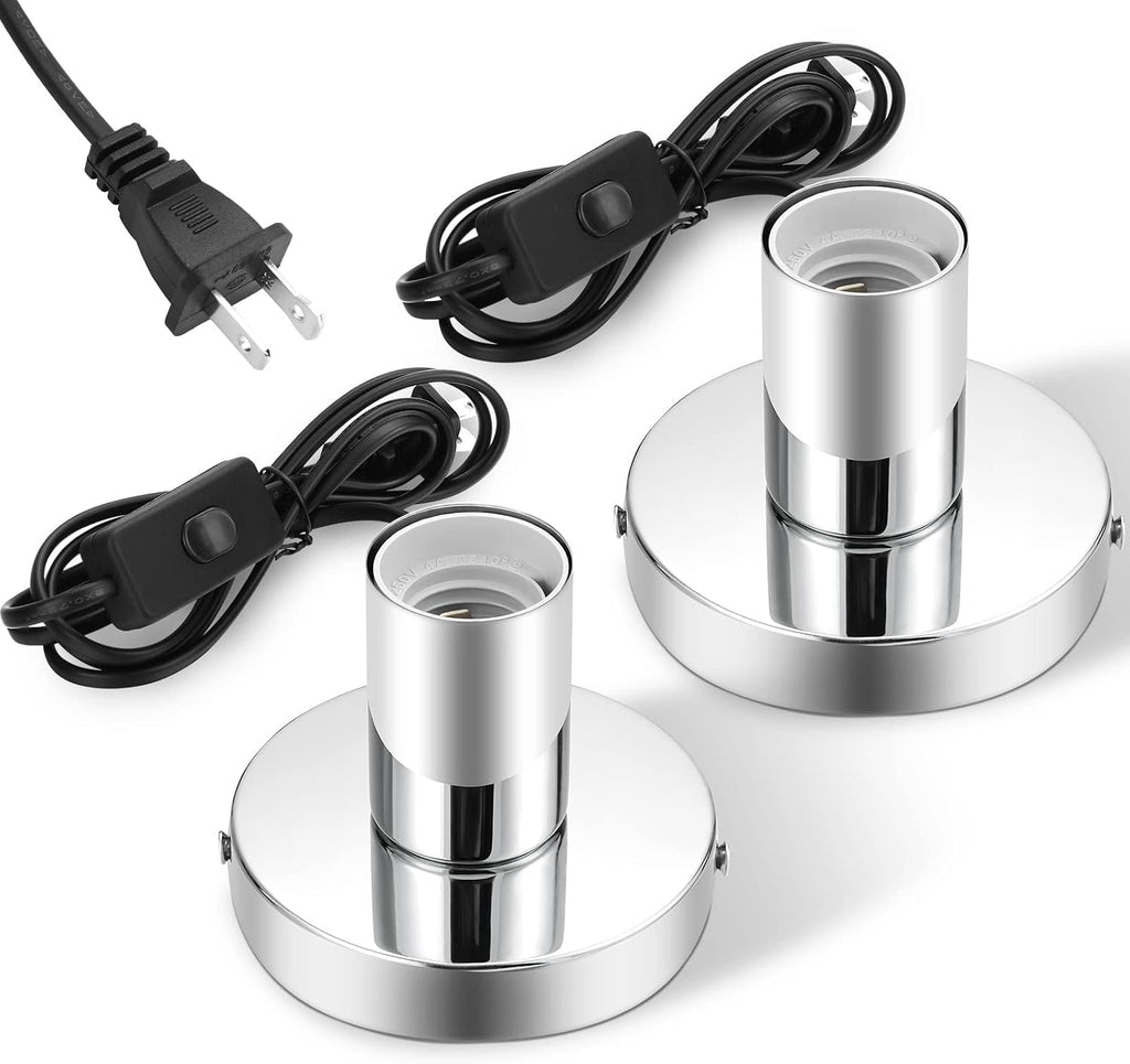 Silver Aluminum E26 Lamp Base With Cord