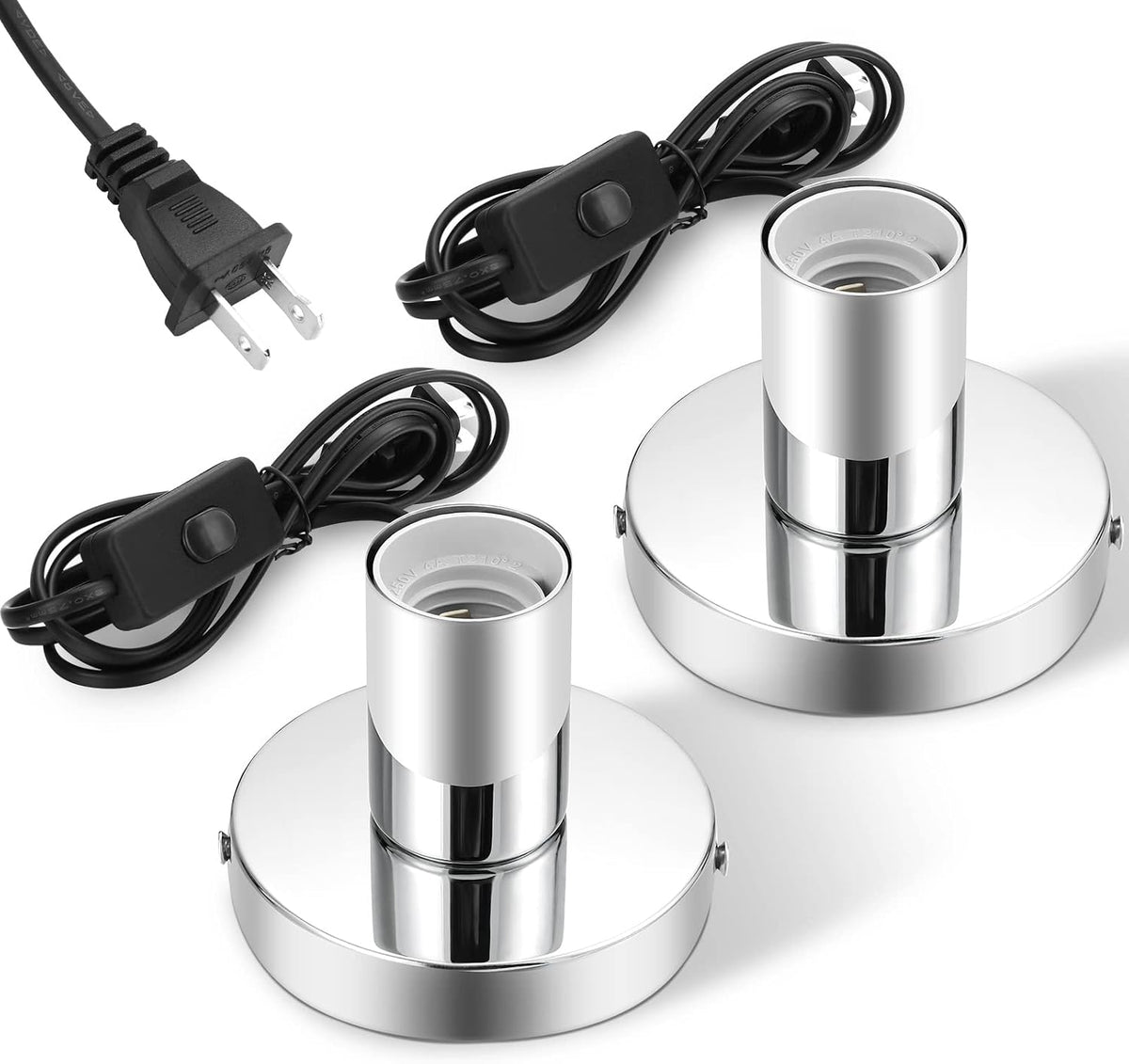 Silver Aluminum E26 Lamp Base With Cord
