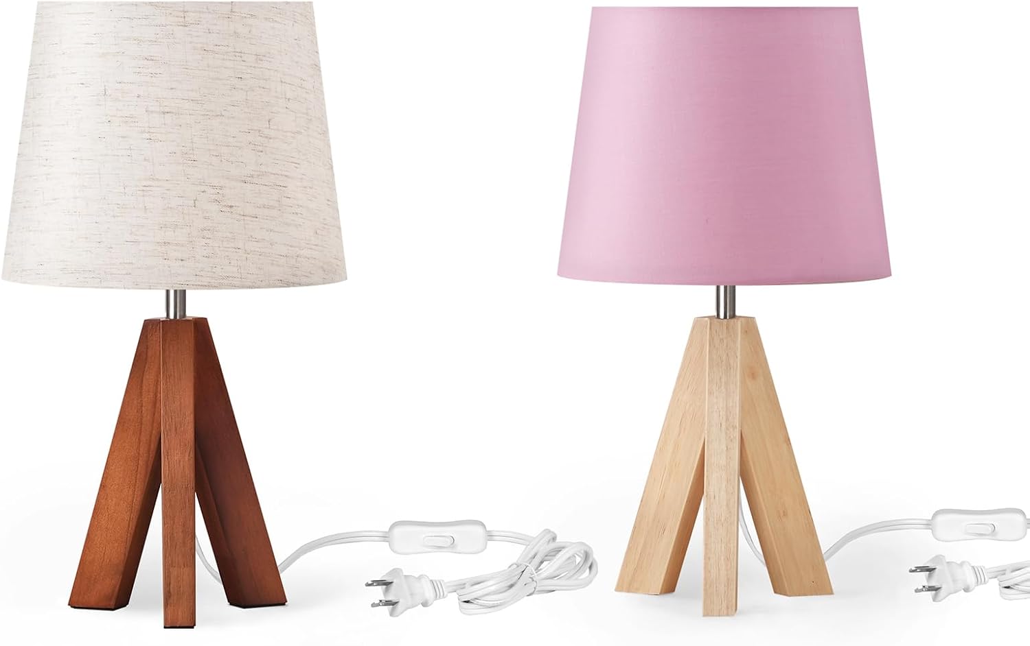 Pastel Tripod Fabric Shade Bedside Lamps