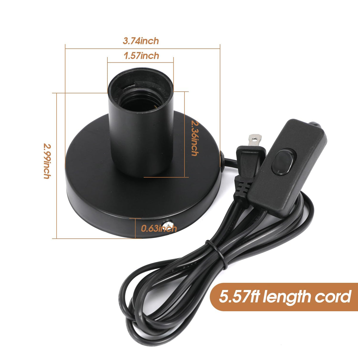 E26 Lamp Base With Switch Power Cord