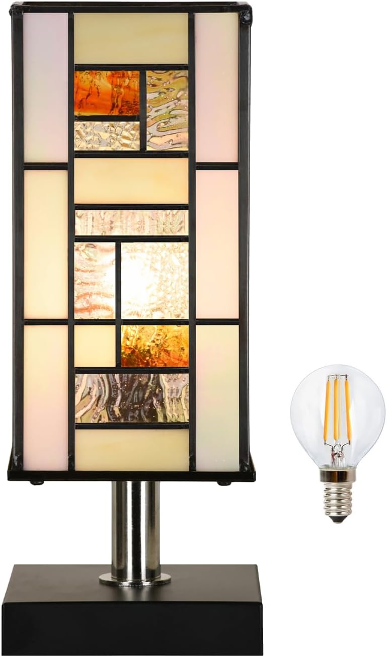 Mission Geometric Stained Glass Tiffany Lamp
