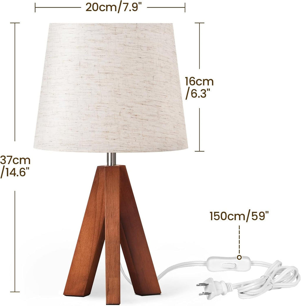 Dark Pearwood Tripod Beige Shade Lamps