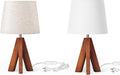 Boho Wood Tripod Fabric Shade Lamps