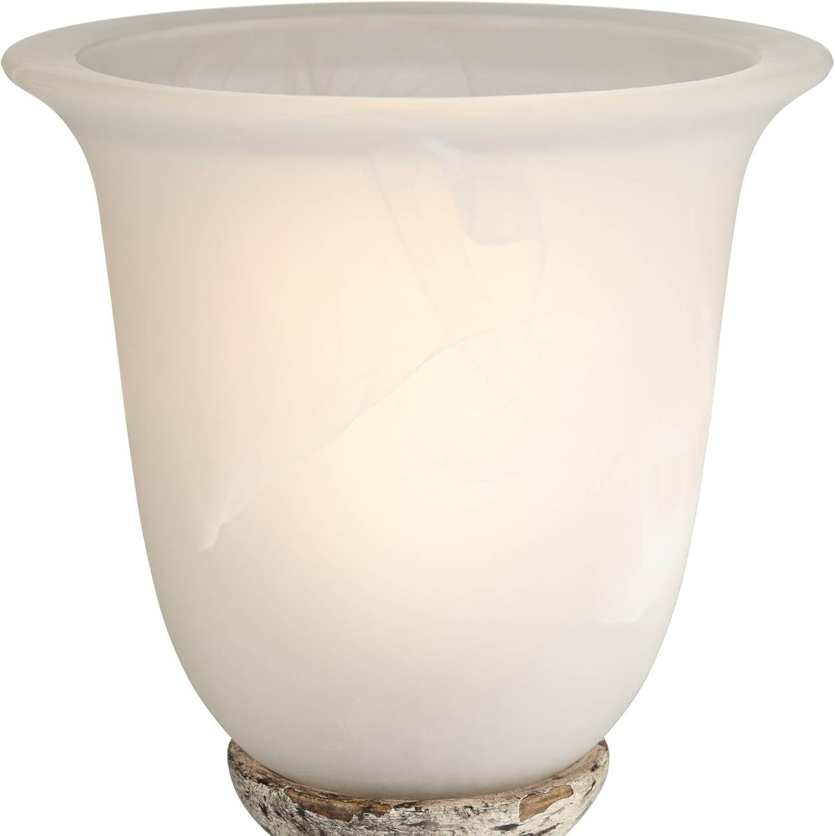 Brown Wood Off-White Shade Accent Lamp