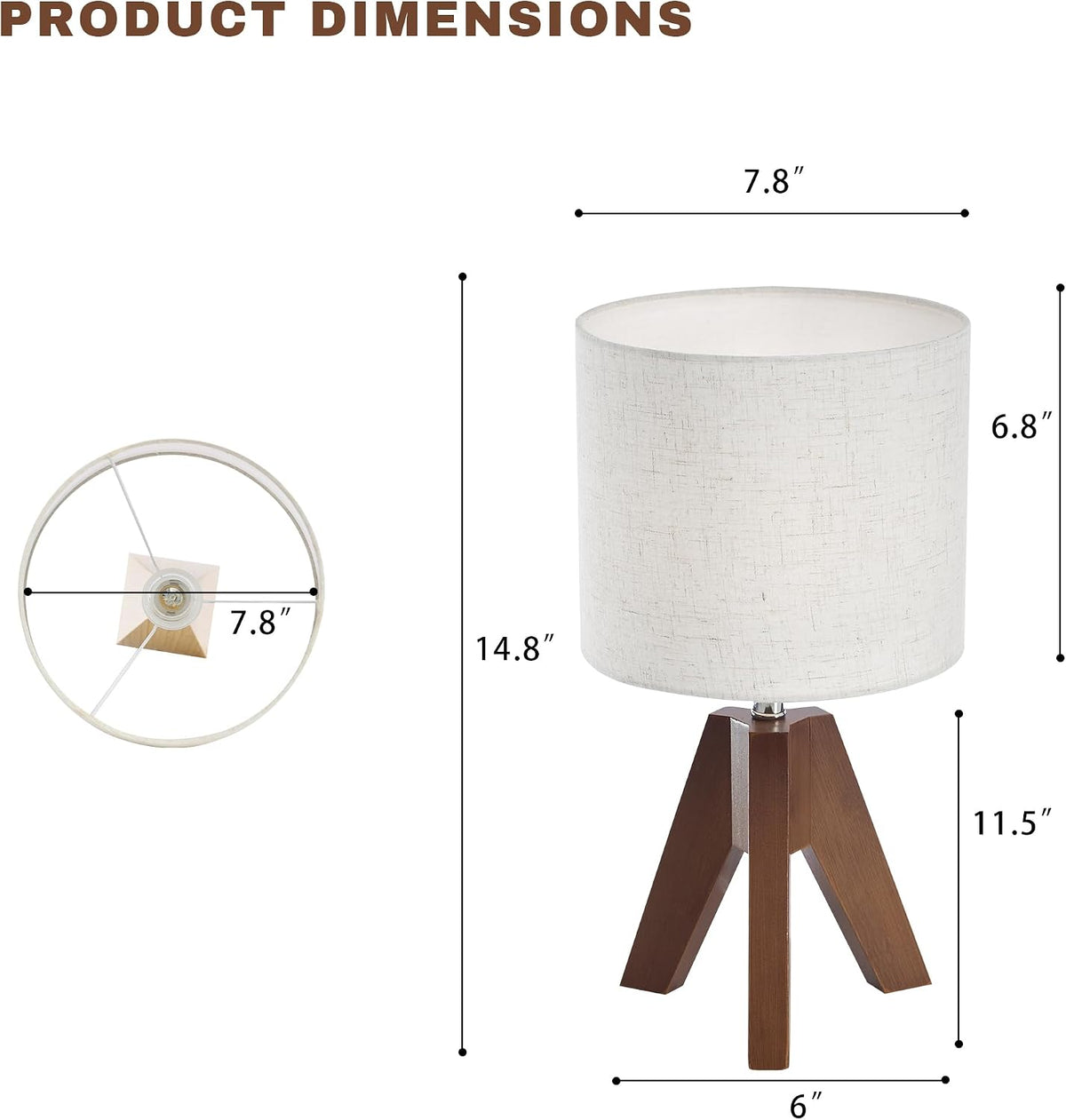 Walnut Dimmable Linen Tripod Bedside Lamps
