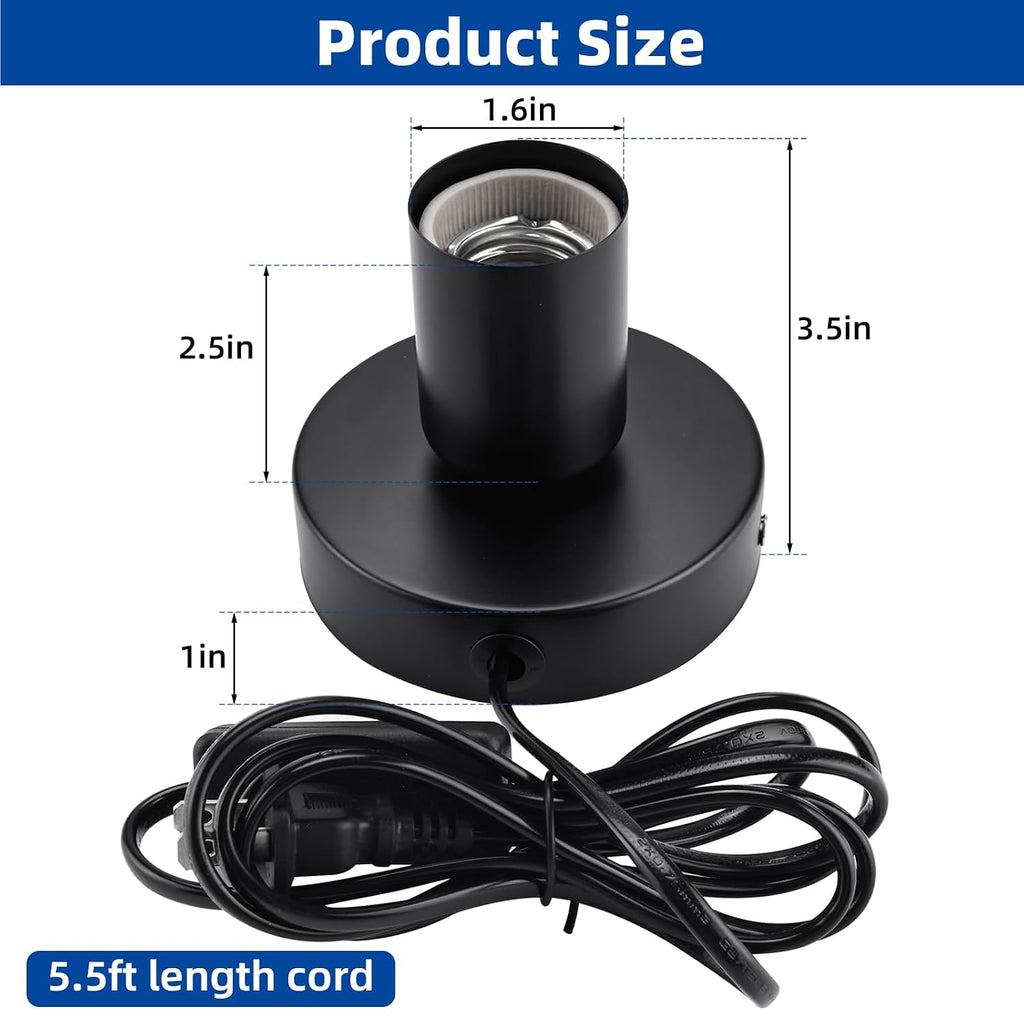Black Metal E26 Lamp Base With Cord