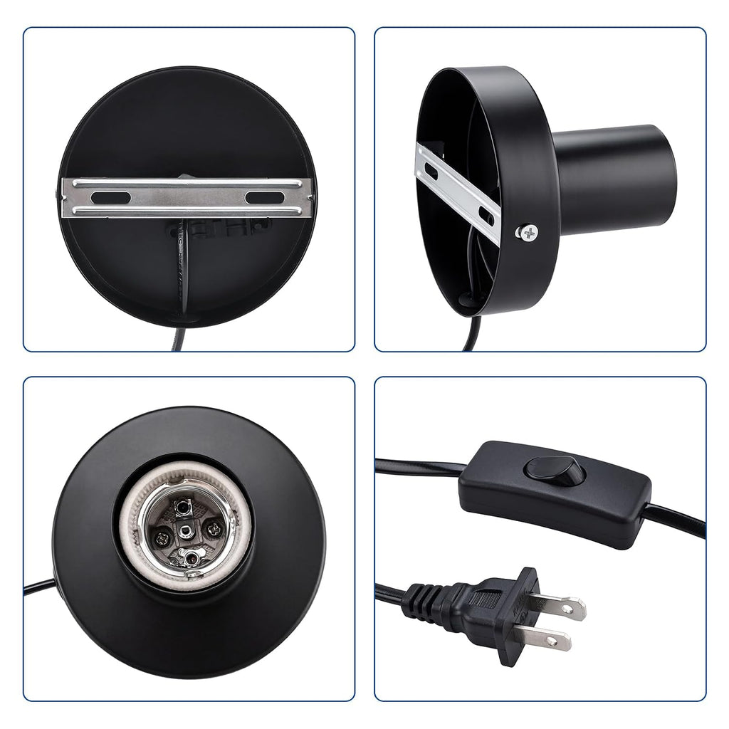 Black Metal E26 Lamp Base With Cord