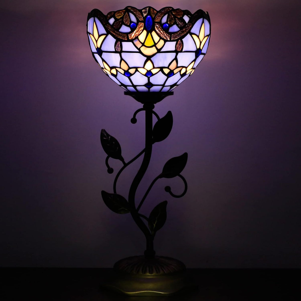 Blue Baroque Stained Glass Tiffany Table Lamp