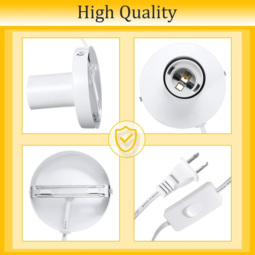 White E26 Lamp Base With Switch Cord