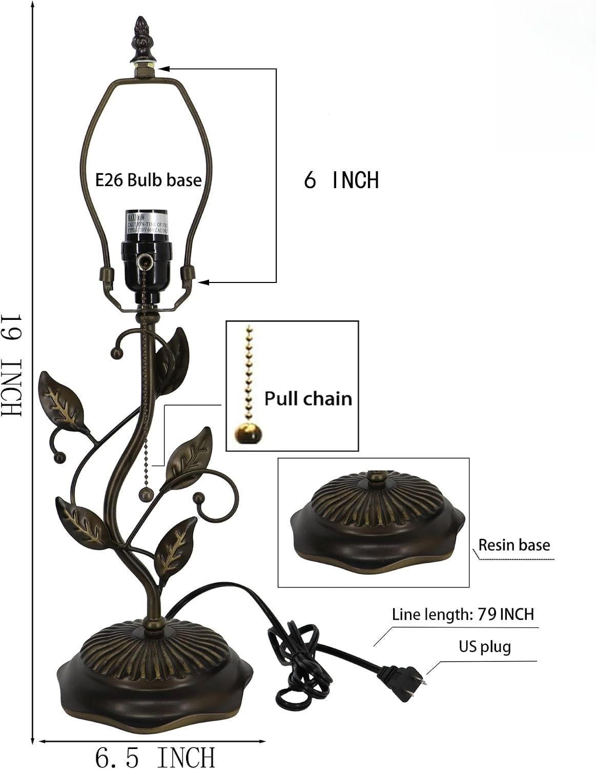 Bronze Leaf Resin Tiffany Lamp Base