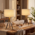 Black Gold Metal Tripod Table Lamp Set