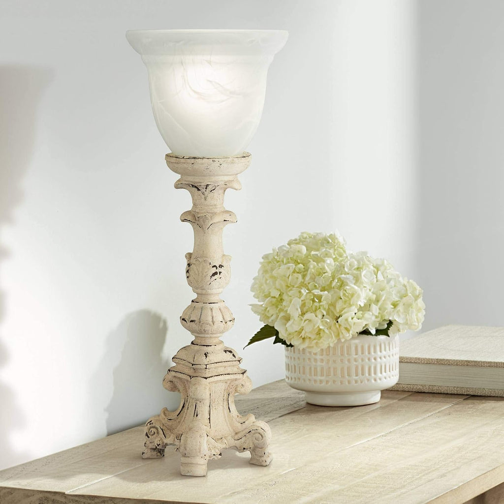 French Alabaster Glass Country Table Lamp