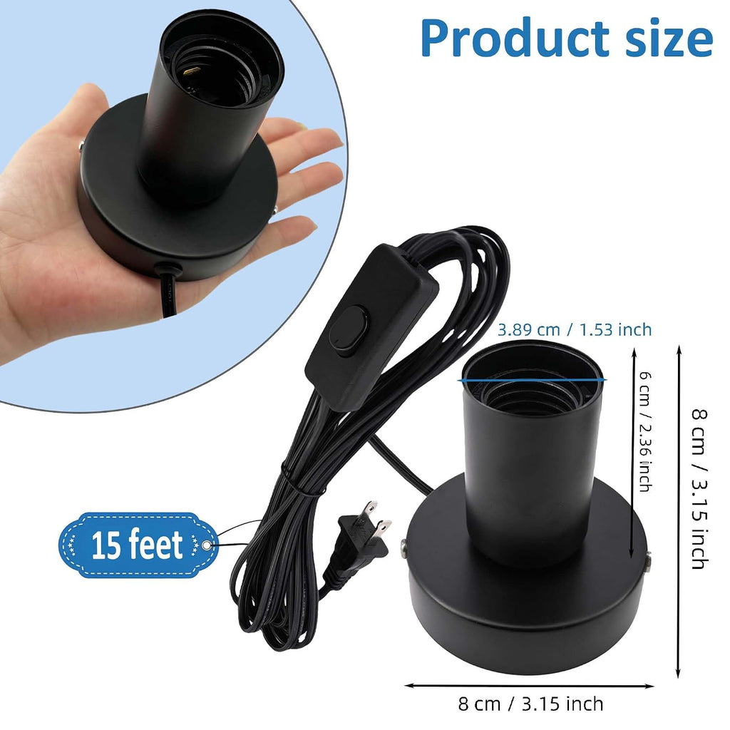 Black E26 Lamp Base With Switch Cord