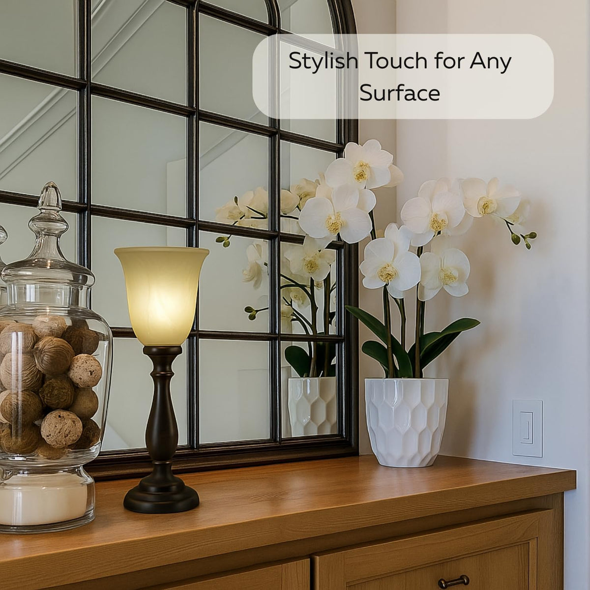 Bronze Alabaster Glass Farmhouse Table Lamp