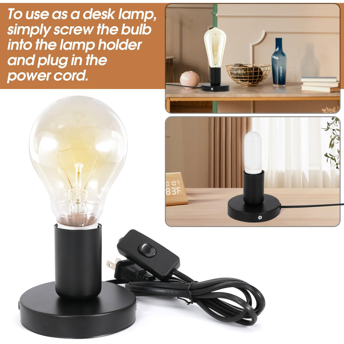 E26 Lamp Base With Switch Power Cord
