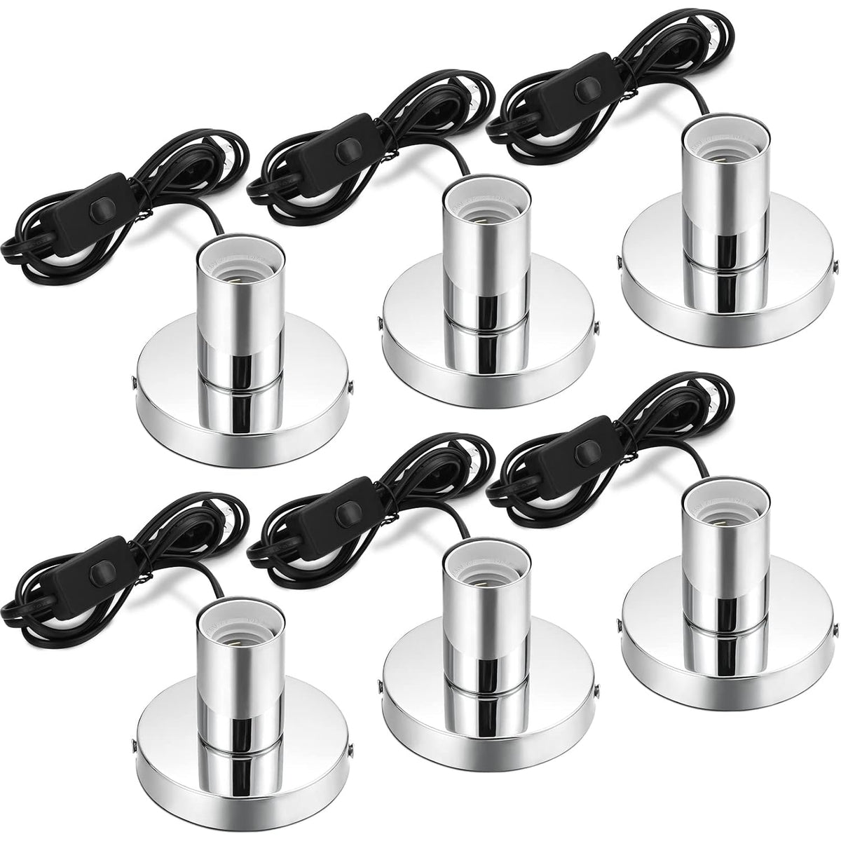 Silver E26 Lamp Base With Switch Cord