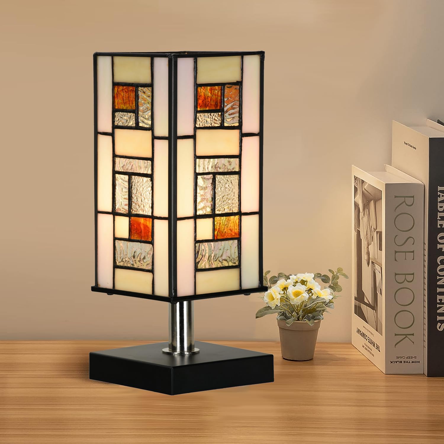 Mission Geometric Stained Glass Tiffany Lamp