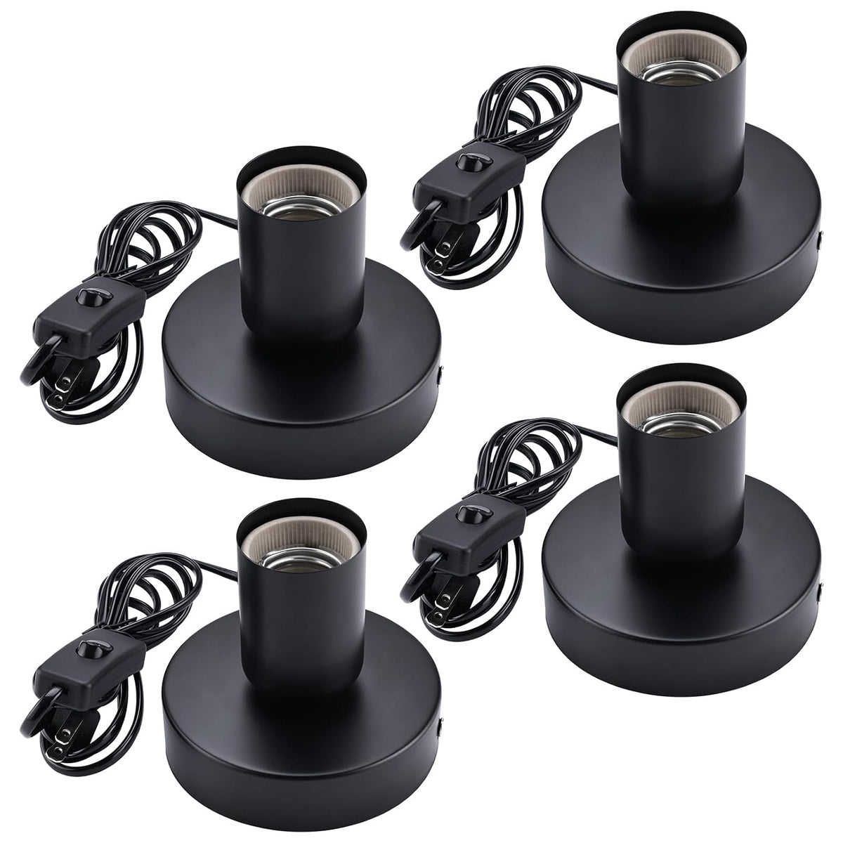 Black Metal E26 Lamp Base With Cord
