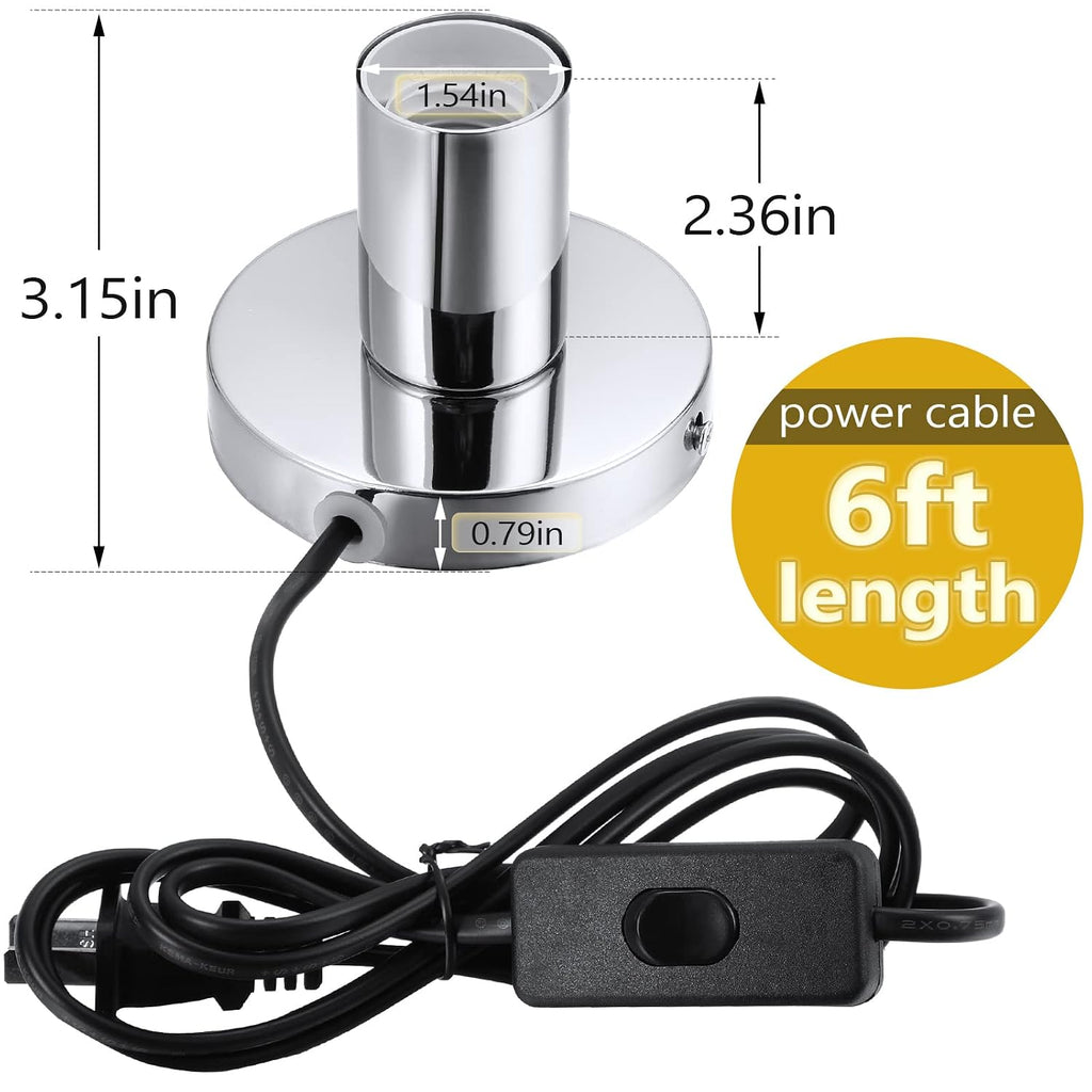 Silver E26 Lamp Base With Switch Cord