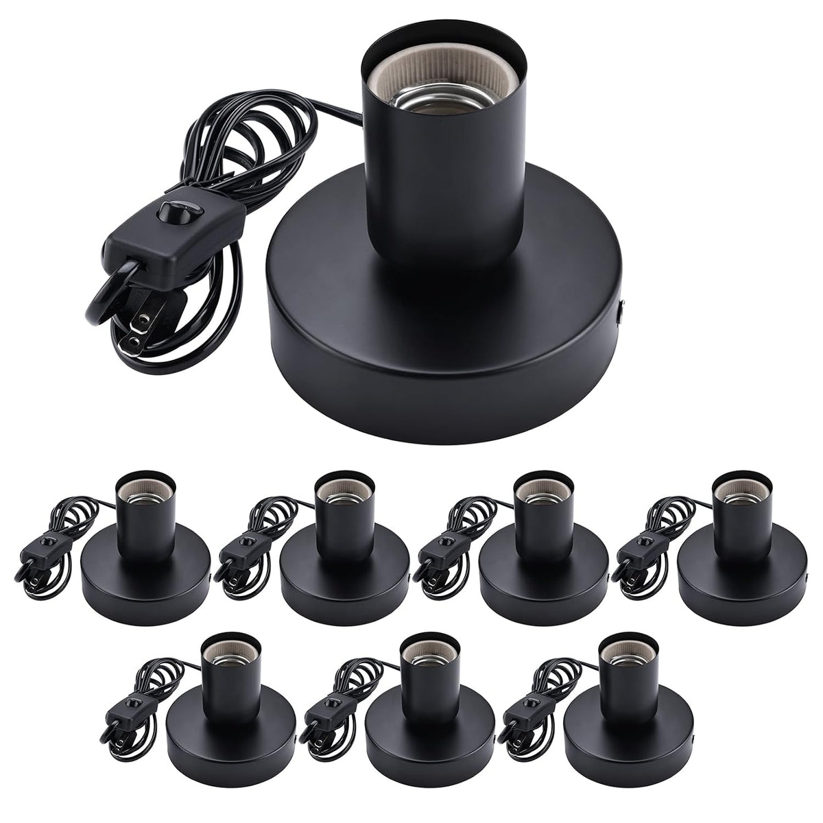 Black E26 Metal Lamp Base With Cord