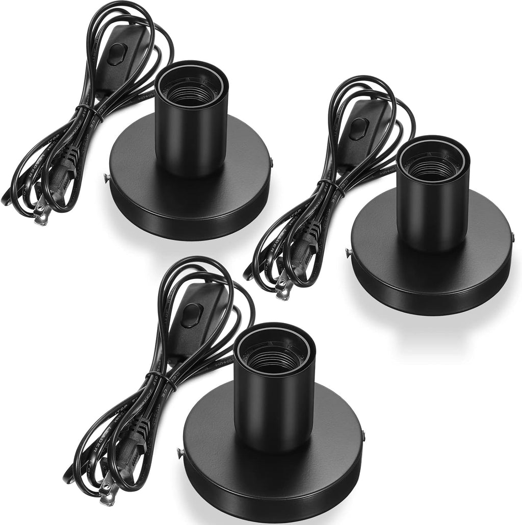 Black Metal E26 DIY Lamp Base With Cord