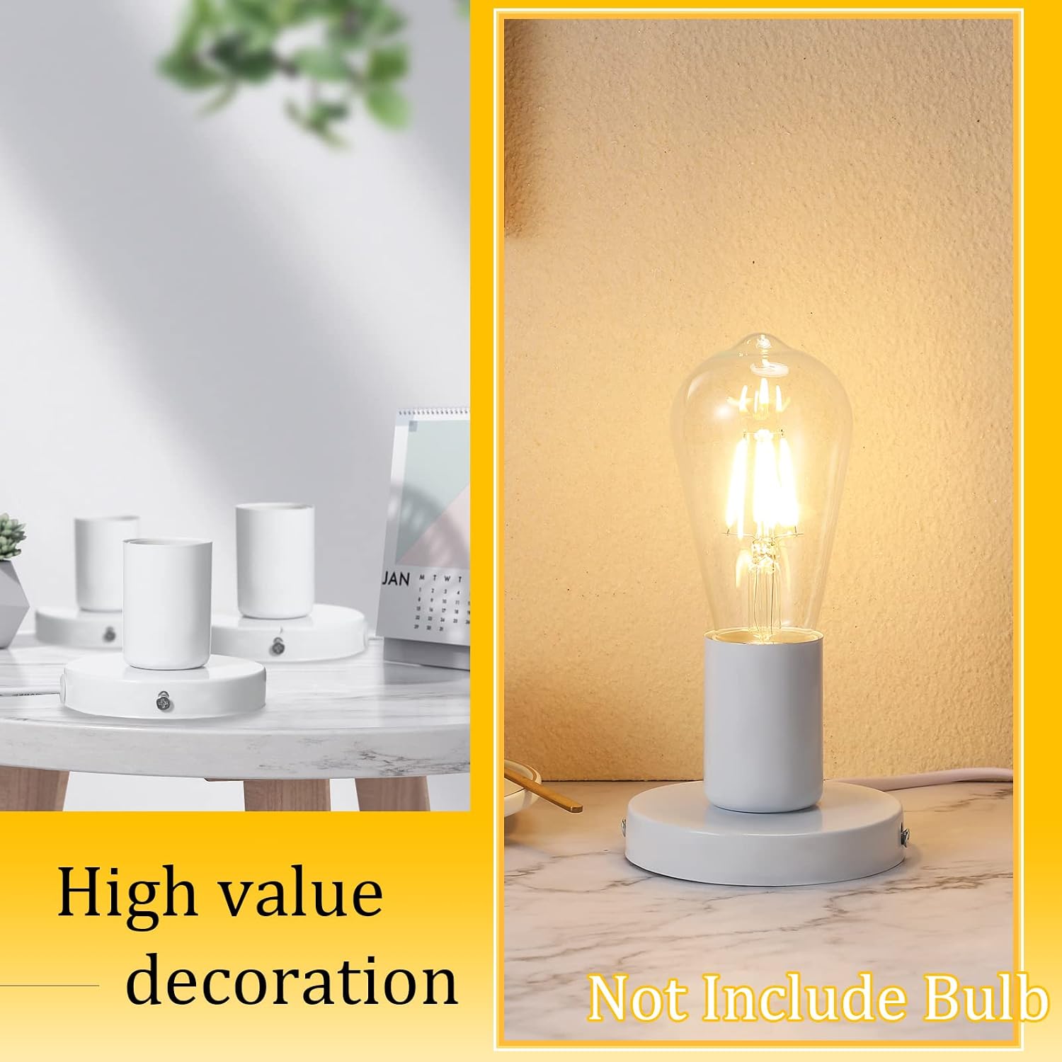 White Metal E26 Lamp Base With Cord