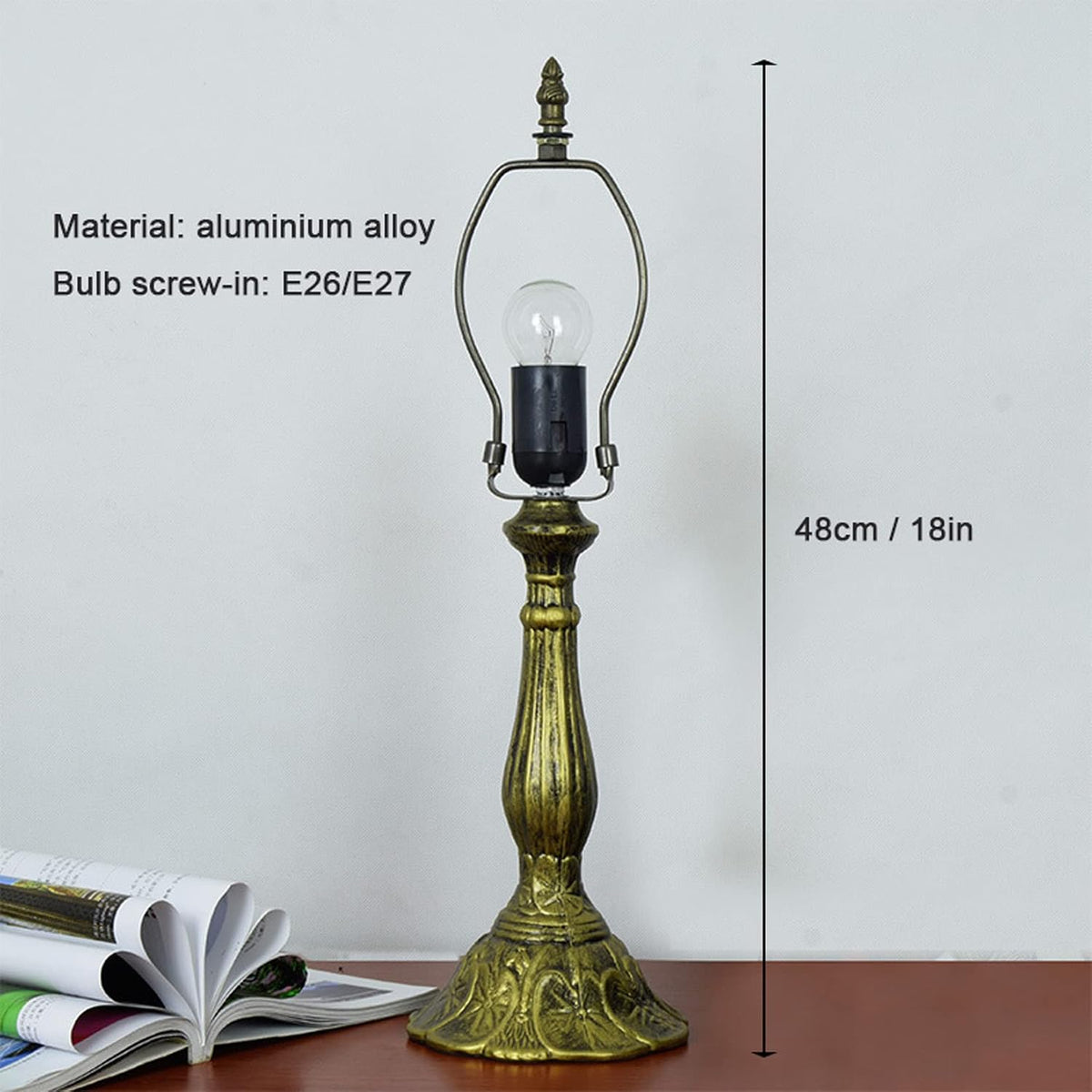 Aluminum Tiffany Lamp Base E26 Socket