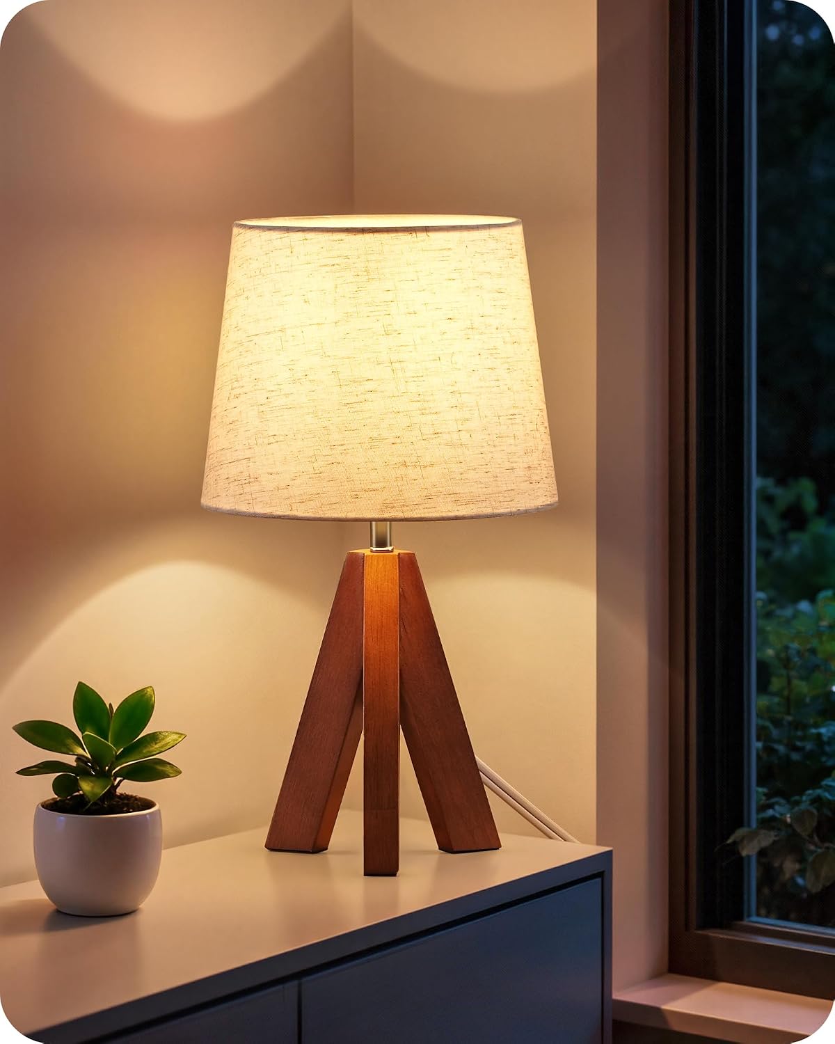 Pastel Tripod Fabric Shade Bedside Lamps