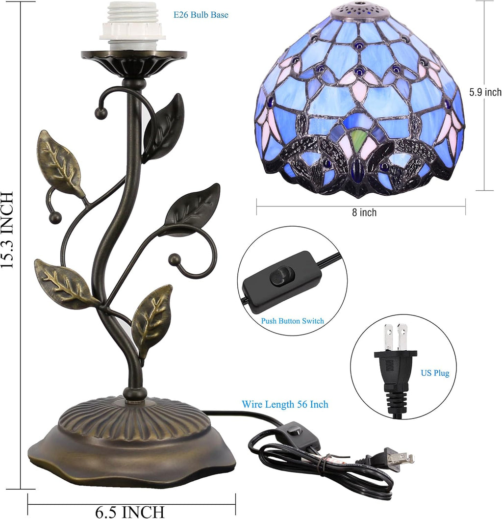 Blue Baroque Stained Glass Tiffany Table Lamp