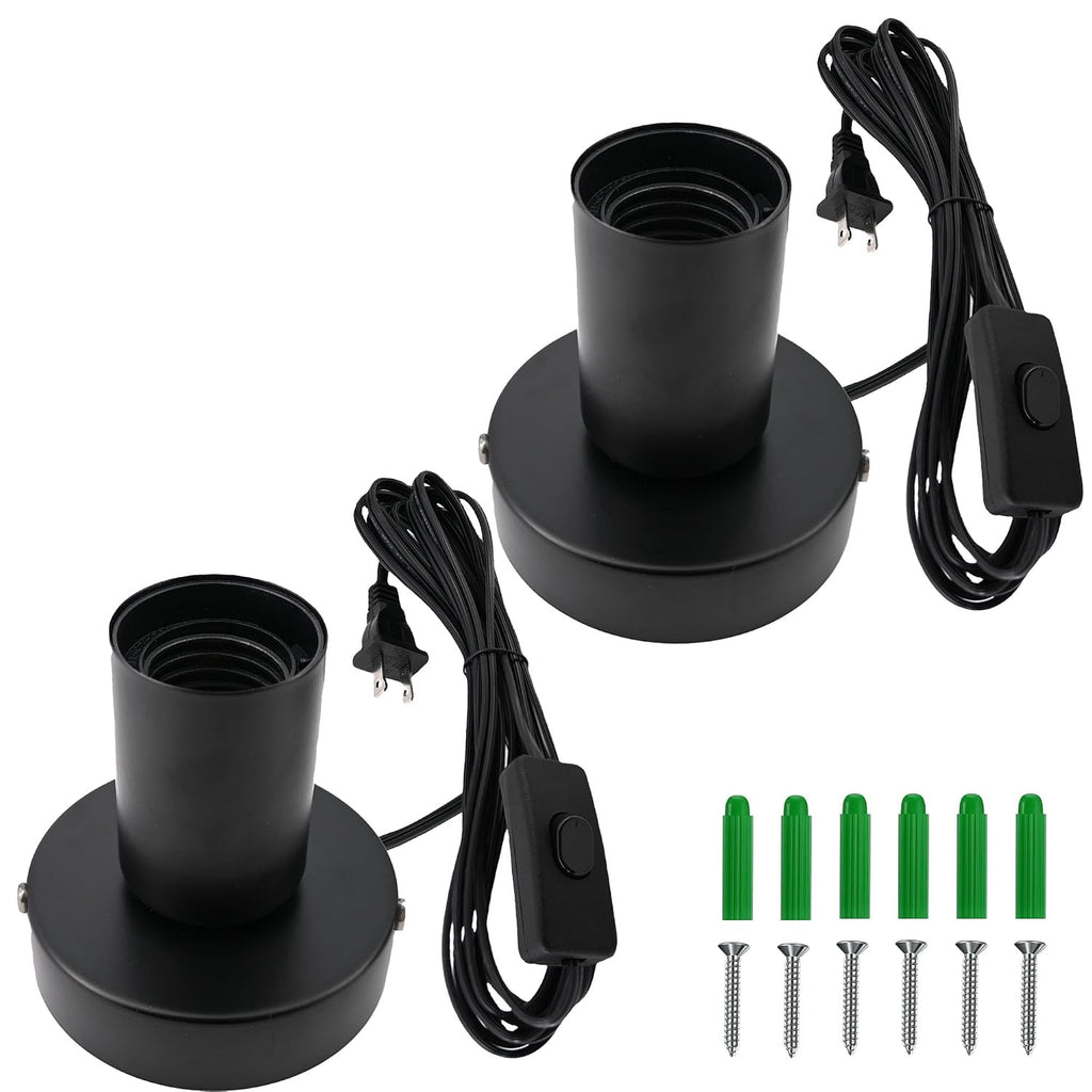 Black E26 Lamp Base With Switch Cord