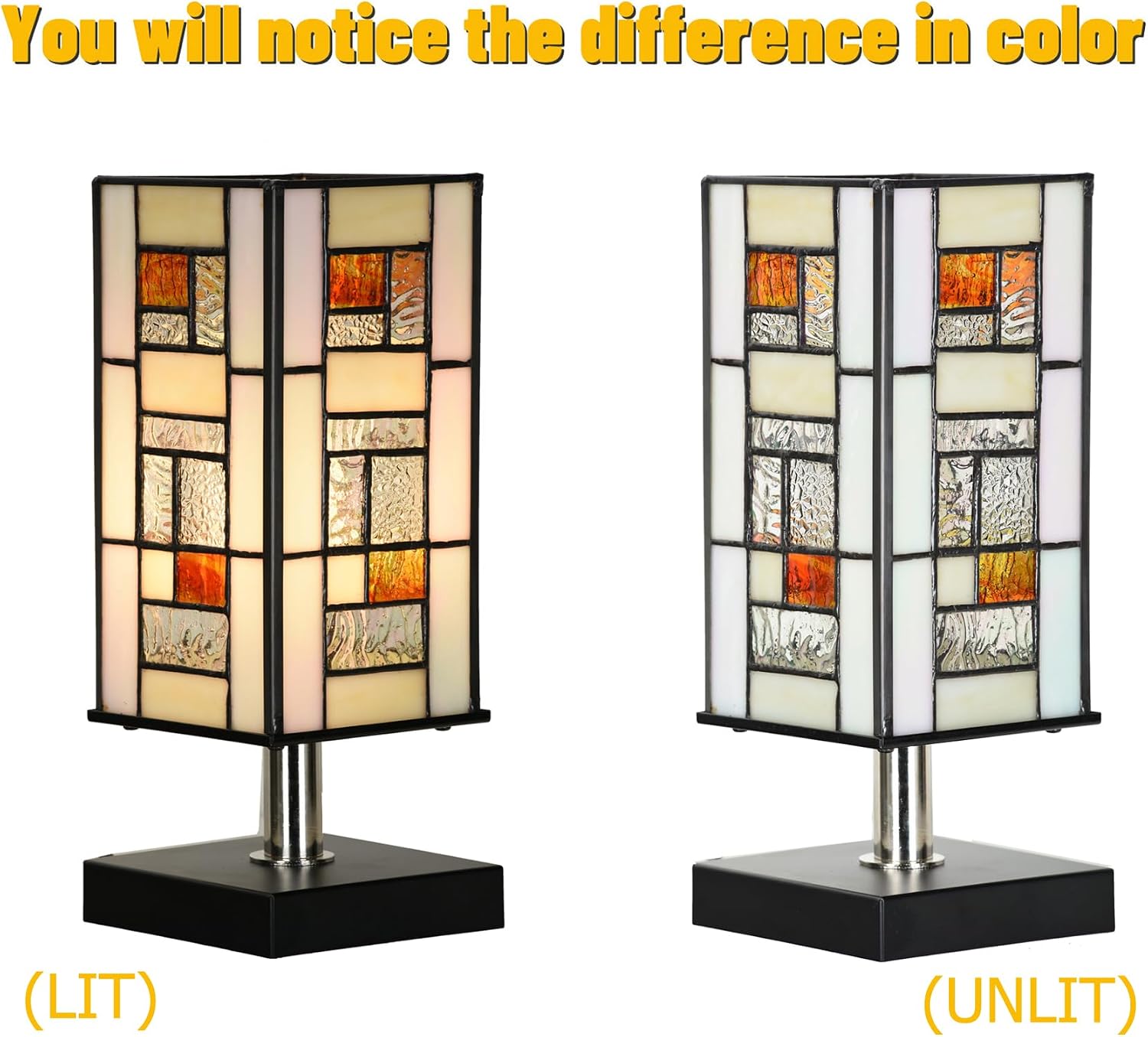 Mission Geometric Stained Glass Tiffany Lamp